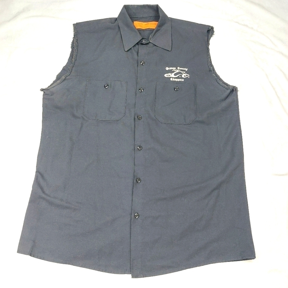 ORANGE COUNTY CHOPPERS ROCK TAVERN NEW YORK RED KAP TOUCHTEX BLACK BUTTON UP L